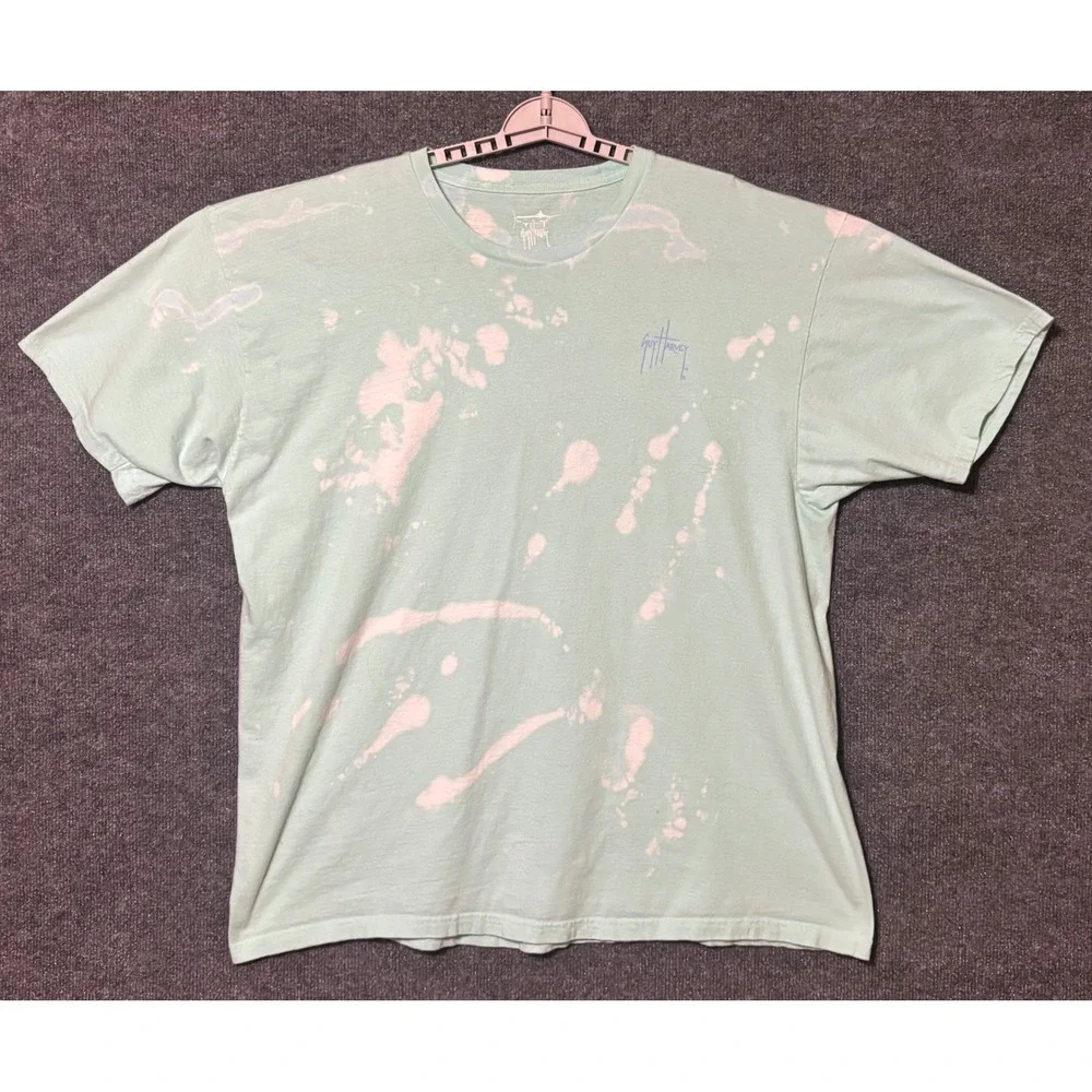 Guy Harvey Mens 2XL T Shirt Aqua Bleach Wash Graphic Marlin